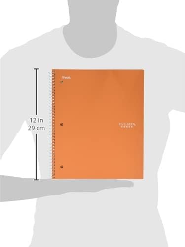 Five Star Spiral Notebook + Study App, 1 Subject, Graph Ruled Paper, 8-1/2" x 11", 100 Sheets, Fights Ink Bleed, Water Resistant Cover, Sedona Orange (620000CD1) (Pack of 12)