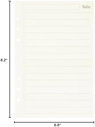 Zelten 1 Pack A5 45 Sheets/90 Pages Todo Loose Leaf Punched Paper Refills Paper for 6 Hole Binder Personal Organizer Diary Notebook Refillable Planner