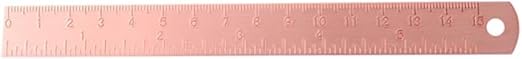 Rose Gold Metal Ruler - Brass Multi-Functional Drafting Tool for Math and Geometry | Precision Measuring Ruler with Bookmark Design,Drafting Kits, Office Stationery Gift