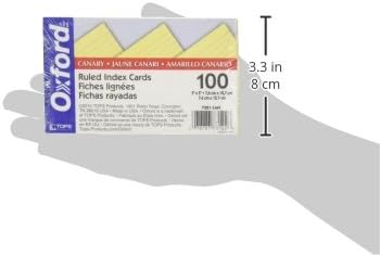 Oxford Ruled Color Index Cards, 3" x 5", Canary, (7321 CAN) 100 Count(Pack of 2)