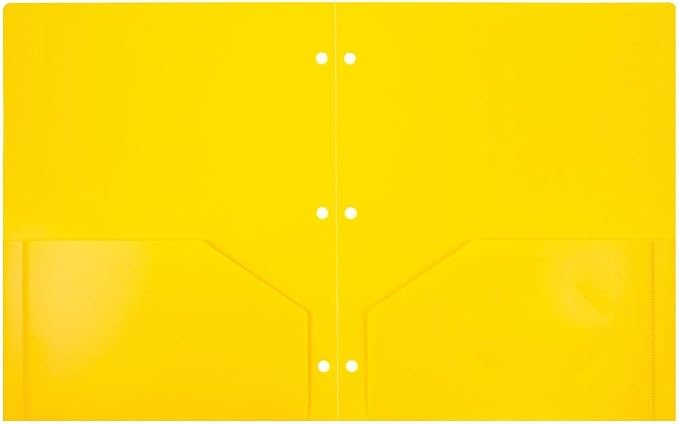 JAM PAPER Heavy Duty Plastic 3 Hole Punch Pocket Folders - Extra Tough School Folders - Assorted Primary Colors - 12 Folders/Pack (2 Assorted Packs of 6)