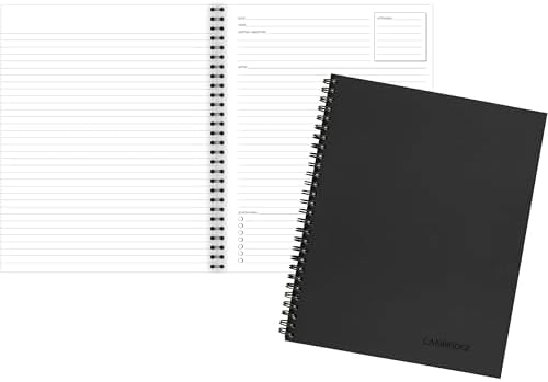 Cambridge Limited Business Notebook, Meeting Format, Legal Ruled Paper, 8-1/4" x 11", 80 Sheets, Flexible Soft Touch Cover, Wirebound, Gray (06132)
