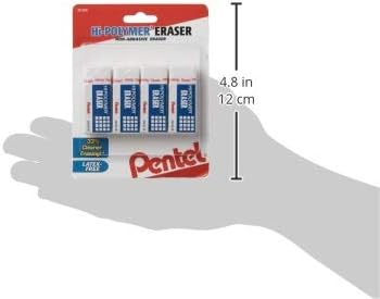 Pentel Hi-Polymer Block Eraser, Small | White | Pack of 8 | ZEH05BP4