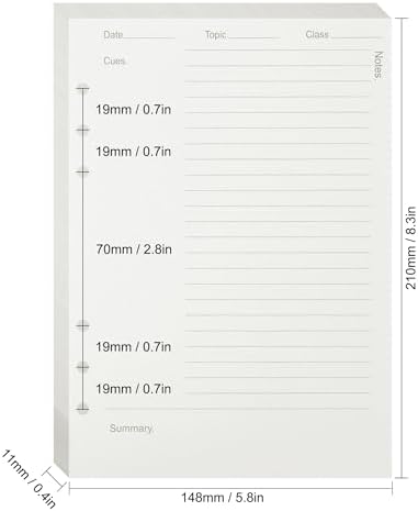MultiBey Cornell Notes & Daily Planner A5 Refills Paper, 120 Gsm Thick