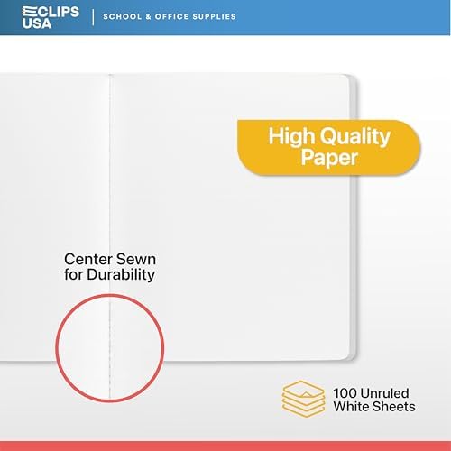E-CLIPS USA Composition Notebooks, Unruled Composition Notebook, Hard Cover Marble Composition Notebook, 100 sheets, 9.75″ x 7.25″ (12)