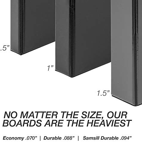 Samsill Durable 1.5 inch 3 Ring Binder, D Ring Binder, 100% Recycled Chipboard, Black, 4 Pack