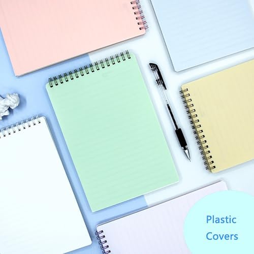 4pcs Steno Spiral Notebooks Top Bound 160 Pages Ruled Steno Pads A5 Thick Plastic Covers 5.5x8.3 inch for Writing Notes in Lists, Office, Home (A5 4pcs Ruled)