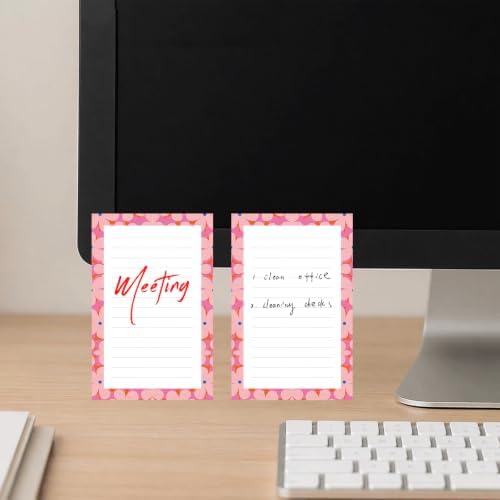 Lined Sticky Notes 4x6 in, 2 Pack Large Cute Notepads with Lines, Bright Post Memo Note Pads Big Rectangular Sticky Notes for Office Pink Cute Flowers