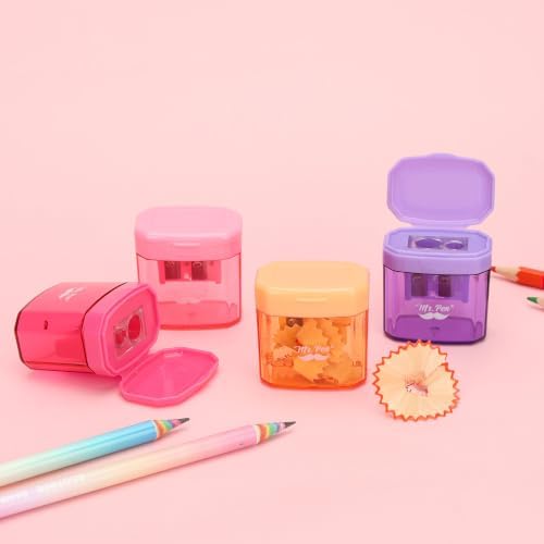 Mr. Pen- Manual Pencil Sharpener, 4 Pack, Colorful, Dual Holes