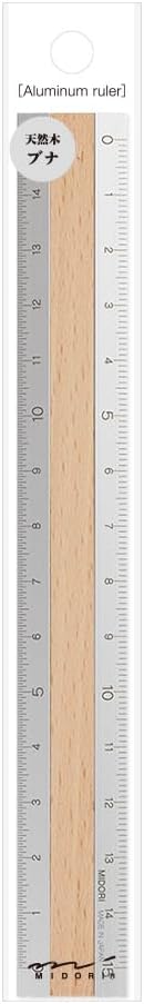 Midori Aluminium + Wood Ruler 15cm Light Brown (42257006)
