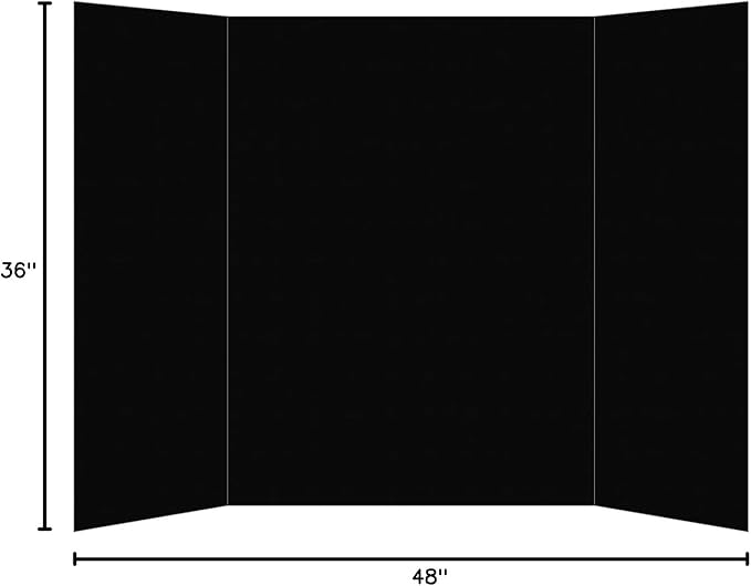 Royal Brites Premium Black Tri-Fold Foam Presentation Board 36" x 48", Tri-fold Display Board for School Presentation & Science Fair Project, 12 Pack