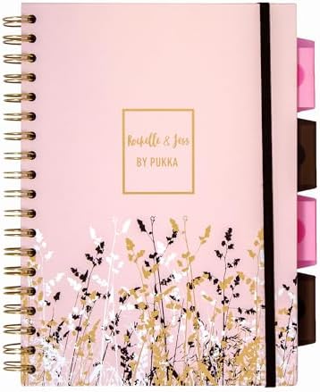 Pukka Pad 5 Subject Spiral Notebook 12-Pack - 200 Pages, 100 Sheets of 80GSM Paper with Repositionable Dividers & Perforated Edges for Office Planning & Organization - B5-7 X 10, Rochelle & Jess
