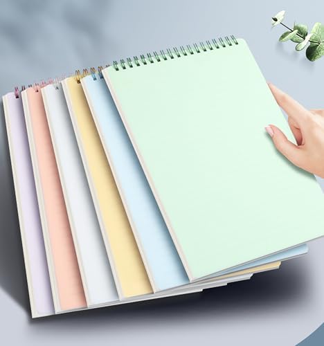 6pcs Steno Spiral Notebooks Top Bound 160 Pages Ruled Steno Pads A5 Thick Plastic Covers 5.5x8.3 inch for Writing Notes in Lists, Office, Home (A5 6pcs Ruled)