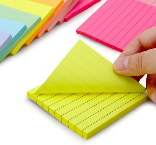 18 Pack Lined and Blank Pads 3x3 Sticky Notes Bulk Pack 9 Colors 1008 Sheets