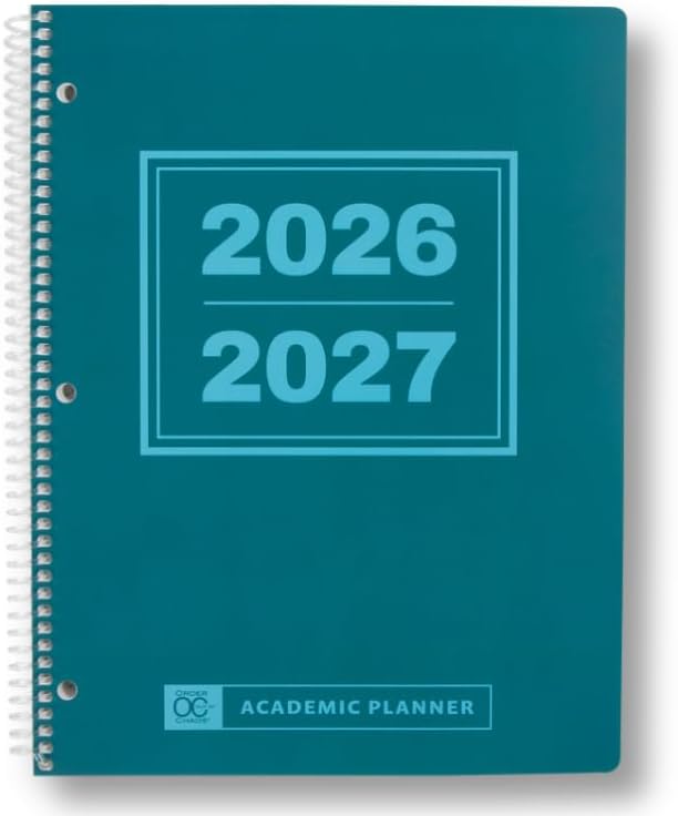Order Out Of Chaos Academic Planner 2026-2027 Daily Weekly and Monthly Calendar, School Agenda Book, July 2026-June 2027 planner 8.5 x 11 Homework Organizer (Teal/Blue)