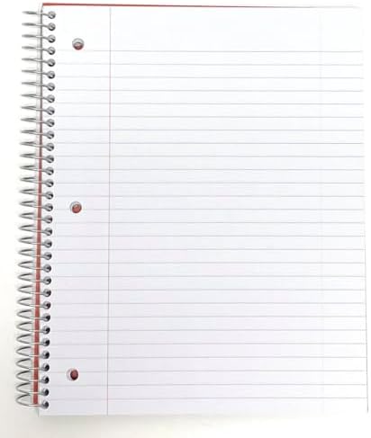 Mintra Office Durable Spiral Notebooks, 1 Subject, (Red, White, Blue, Wide Ruled 3pk)