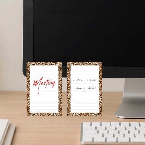 Lined Sticky Notes 4x6 in, 2 Pack Large Cute Notepads with Lines, Bright Post Memo Note Pads Big Rectangular Sticky Notes for Office Brown Luxury Leopard