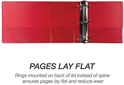 Samsill Durable 6 inch 3 Ring Binder, Locking D Ring Binder, Customizable Clear View Cover, Red, 2-Pack, Holds 1225 Pages