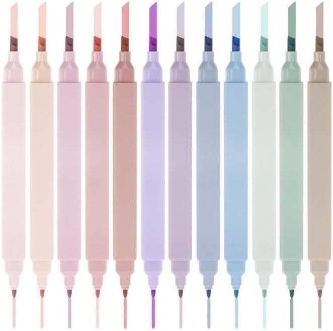 Pastel Bible Highlighters, 12 Pack Dual Tip Highlighters, No Bleed Highlighters for Bible Study, Journaling, Notes, School and Office, Assorted Soft Colors