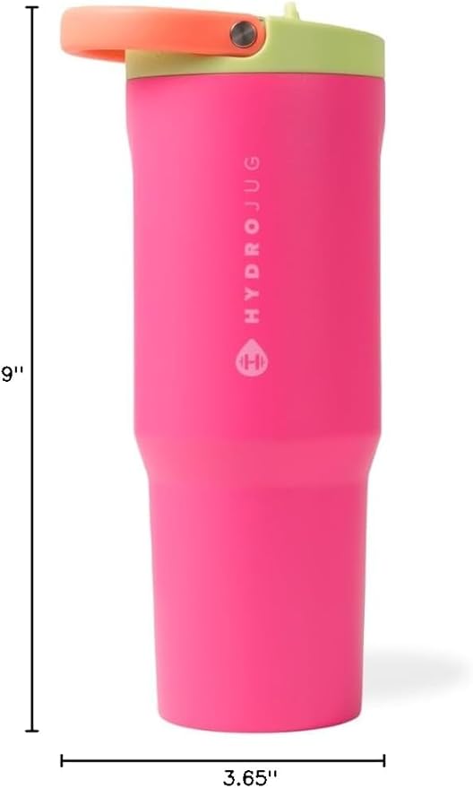 HydroJug Sport - Stainless Steel Tumbler with Straw, Vacuum Insulated, 32oz Leakproof Water Bottle, Ergonomic Design, Reusable, Dishwasher Safe, Rubber Base, Durable for Gym or Outdoors, Orchid