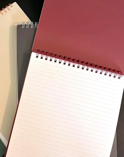 YIHUANYIFA 3pcs Steno Spiral Notebooks Top Bound 5.5x8.3inch 80 Sheet Steno Pads Thick Plastic Covers 8mm Ruled for Writing Notes in Lists, Office, Home (A5 3Pcs Ruled Dark)
