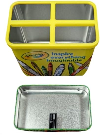 Tin Box Company, Tin Organizer with Sharpener at Bottom, Crayola