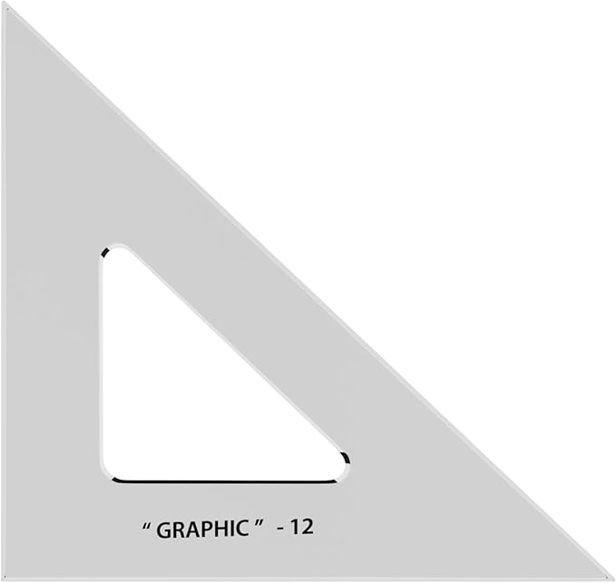 Alvin, SK450-12, 12" Smoke-Tint Triangle Ruler, Math Geometry Tool - 45/90 Degrees