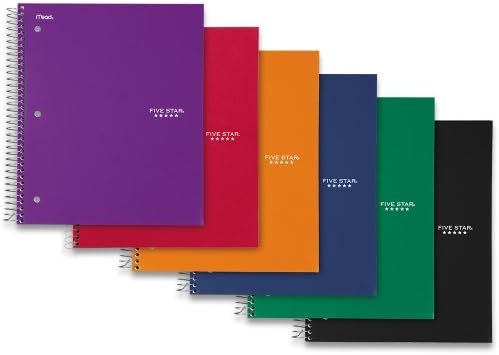 Five Star Spiral Notebook, 3 Subject, College Ruled Paper, 150 Sheets, 11" x 8-1/2" Sheet Size, Purple (72567)