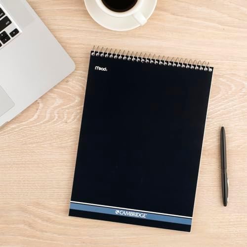 Cambridge Spiral Notebook,College Ruled Paper,8-1/2" x 11",70 Sheets,Top Bound,Navy (59882),(Pack of 12)
