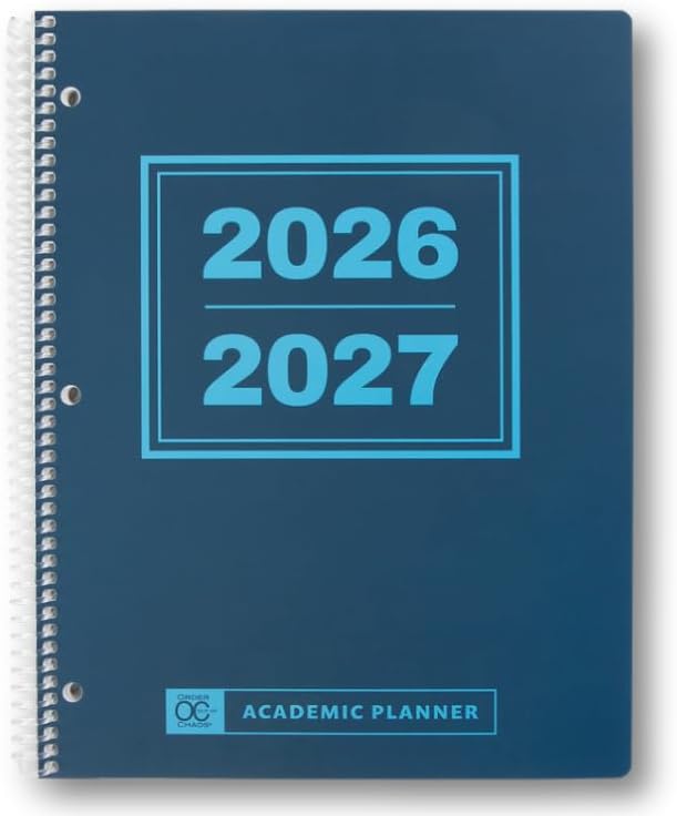 Order Out Of Chaos Academic Planner 2026-2027 Daily Weekly and Monthly Calendar, School Agenda Book, July 2026-June 2027 planner 8.5 x 11 Homework Organizer (Navy)