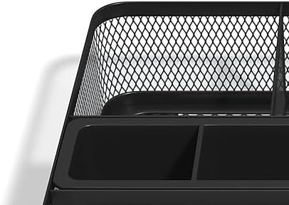 TRU RED Mesh Drawer Organizer, 7‑Compartment, Matte Black, 2‑Pack – Desk & Drawer Storage for Office Supplies