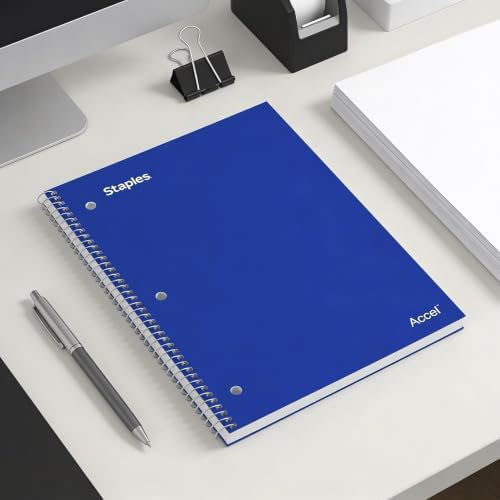 Staples Accel 1-Subject Notebook, 8.5x11 Inch, College Ruled, Blue