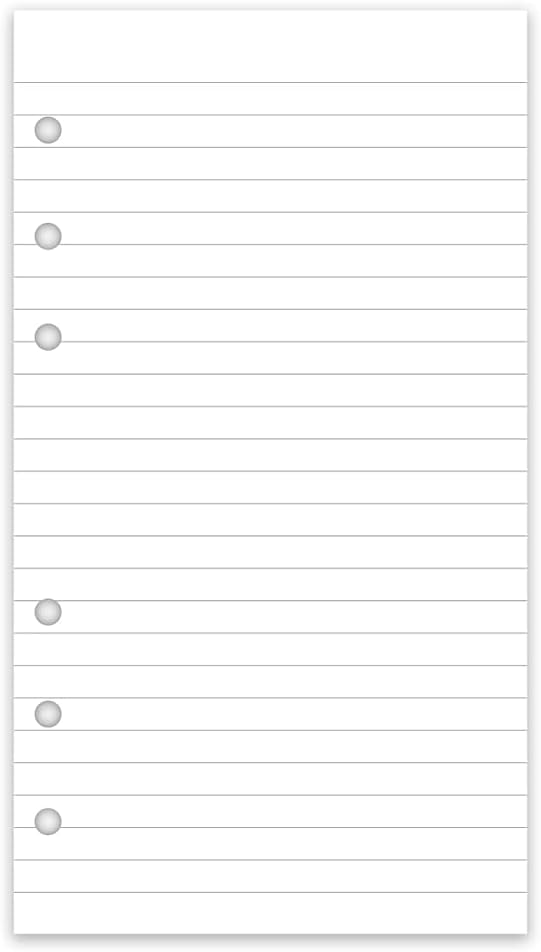 A6 Lined Refill Paper, 100 Sheets/200 Pages Loose Leaf Paper for Filofax Person Binders, 6 Holes Punched, 100gsm Ruled White Filler Paper, 3.75'' x 6.75''