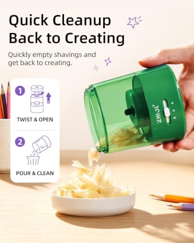 ZMOL Electric Pencil Sharpener, USB or 2 AA Powered, 6-8mm, Green
