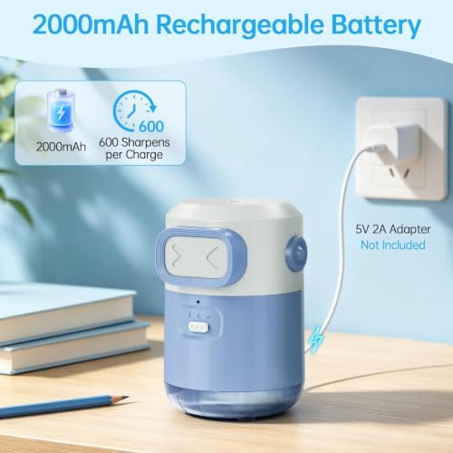 Electric Pencil Sharpener for Classroom Home, Automatic Colored Pencil Sharpener for Kids, Auto Stop for 6-8mm No.2/Colored Pencils, Cute Pencil Sharpener Battery Powered, School Supplies