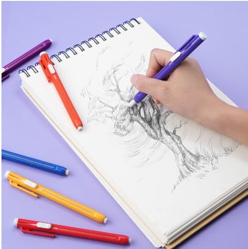 Mr. Pen- Retractable Mechanical Eraser Pens, 6 Pack, Sunset Colors | Latex-Free Precision Pencil Erasers for Artists, Students, Drawing, Sketching & Drafting