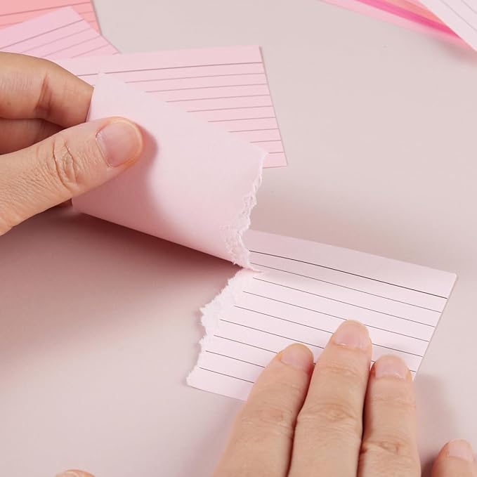 100 Sheets 3x5 Colored Ruled Note Cards Index Cards, 250 GSM Heavy Flashcards, 5 Pink