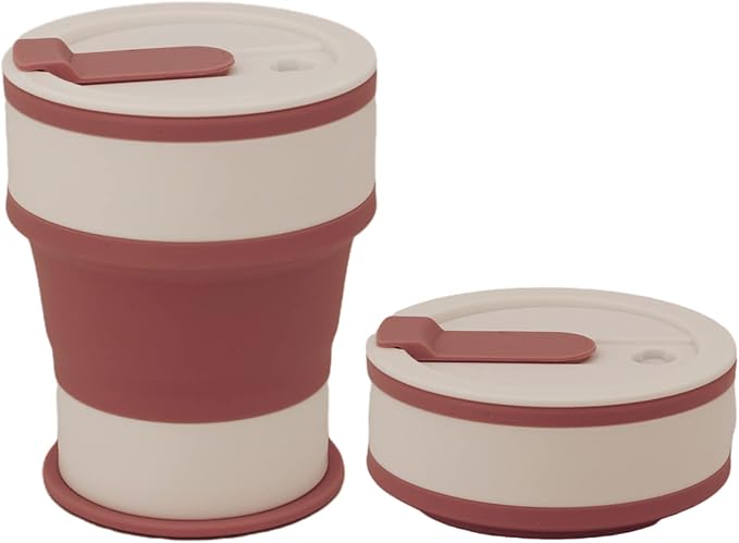 silicone collapsible coffee cup, travel camping cup, cup cover sealed, 18 oz, folded only 2 in(purple)