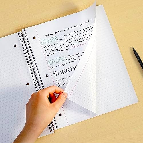 Five Star Spiral Notebook with DuraShield Cover, 4 Pack, 1 Subject, Wide Ruled Paper, 8" x 10-1/2", 100 Sheets, Assorted Colors (930021-ECM)