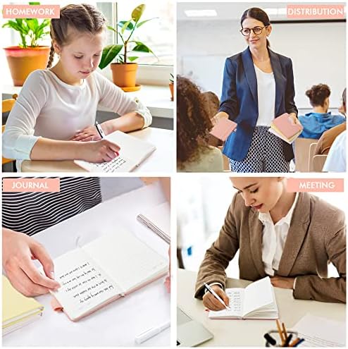 feela 3 Pack Pocket Small Notebook Journals, Mini Cute Hardcover College Ruled Notepad Women Office Supplies, with 3 Black Pens, 3.5”x 5.5”, A6, Pastel Colors, Light Yellow, Light Pink, Pale Orange