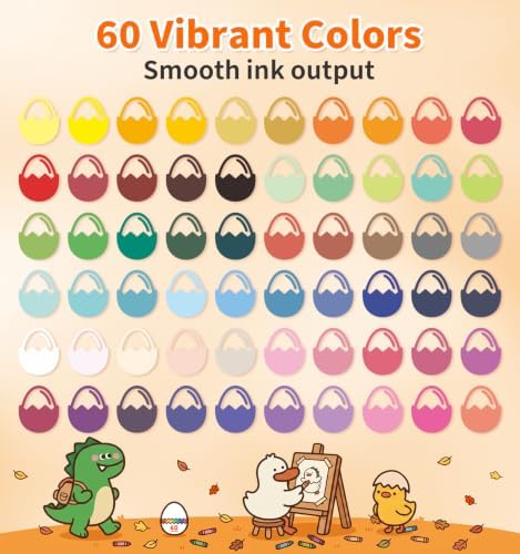 60 Colors Washable Markers for Kids, Safe Non-Toxic Water Based Markers