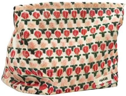 GUTGNK Corduroy Ladies Cosmetic Bag, Large Capacity Canvas Cosmetic Bag Travel Toiletry Bag Accessories Organizer, Little Red Flower