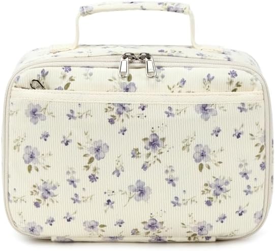 Lunch Box for Kids Boys Insulated Lunch Bags Toddler Lunch Tote Bag Thermo Picnic Cooler Bag for School Children (Purple floral 201)