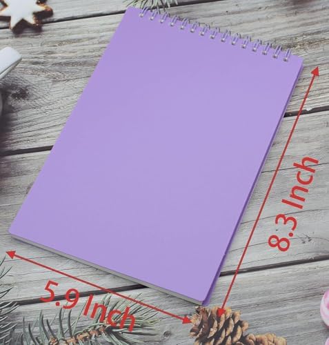 YIHUANYIFA Steno Spiral Notebooks Top Bound 80 Sheet Steno Pads Thick Plastic Covers for Writing Notes in Lists, Office, Home (A5 4Pcs Ruled Dark)