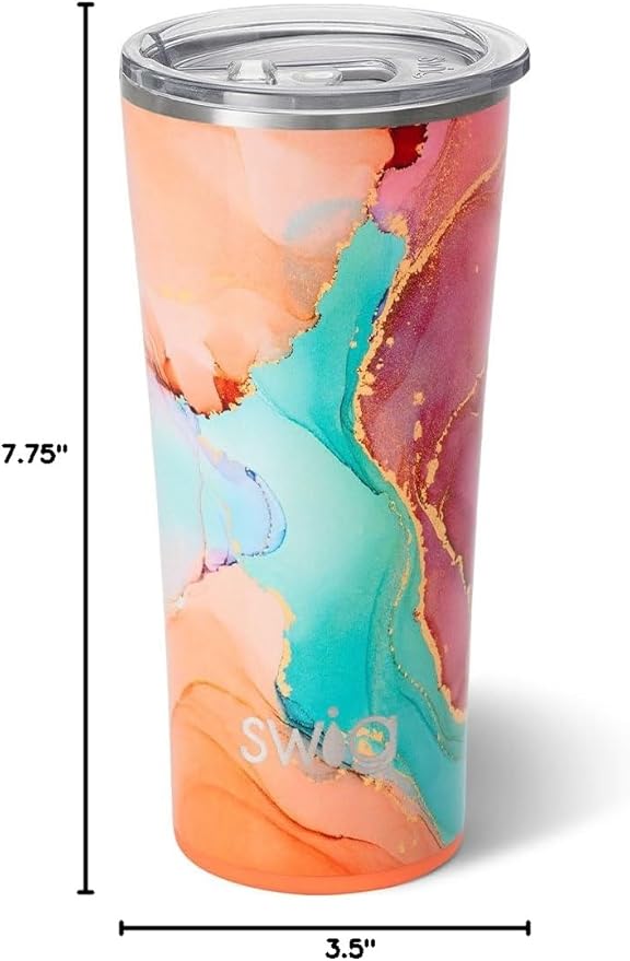 Swig Life 22oz Insulated Tumbler, Travel Coffee Tumbler with Lid, Cup Holder Friendly Travel Coffee Mug, Stainless Steel (Dreamsicle)