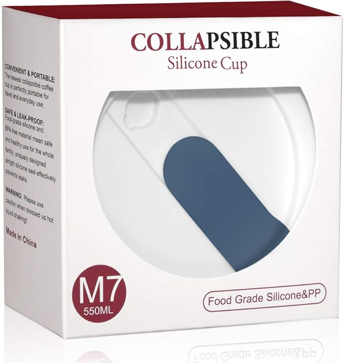 Silicone Collapsible Cup, Travel Coffee Cups, Foldable Camping Cup with Lid, 18 oz