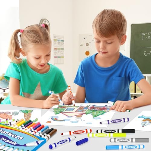 Washable Markers Bulk (72 Count, 3 Box), Broad Line Markers for Kids with Conical Tip, Assorted Colors, Drawing Essentials for School Classroom, Student Must Have for Coloring Book, Art Craft Supplies