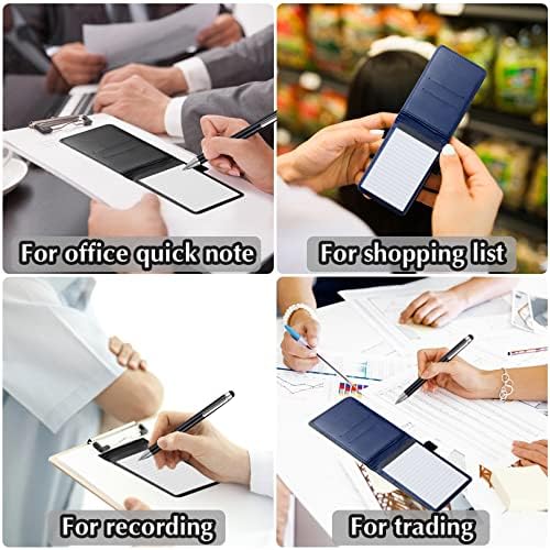 10Pcs Mini Pocket Notepad Holder Set,Durable Cover,Refillable,Leather Pocket Notebook with Pen,8Pcs 3"x5" Memo Book Refills with 30 Lined Paper Per Note Pad,Leather Notepad Pocket Business Notebook (Blue)