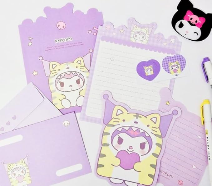 Generic Cute Stationery Writing Paper and Envelopes Set, 8 Letter Papers, 4 Envelopes, and 4 Stickers Included (K)