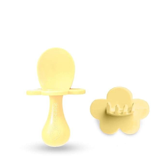 Grabease Baby Feeding Utensils Set - Infant and Baby Fork and Spoon for Ages 1-11 Months, BPAs and Phthalate-Free Cutlery, Plastic, 1 Set, Yellow